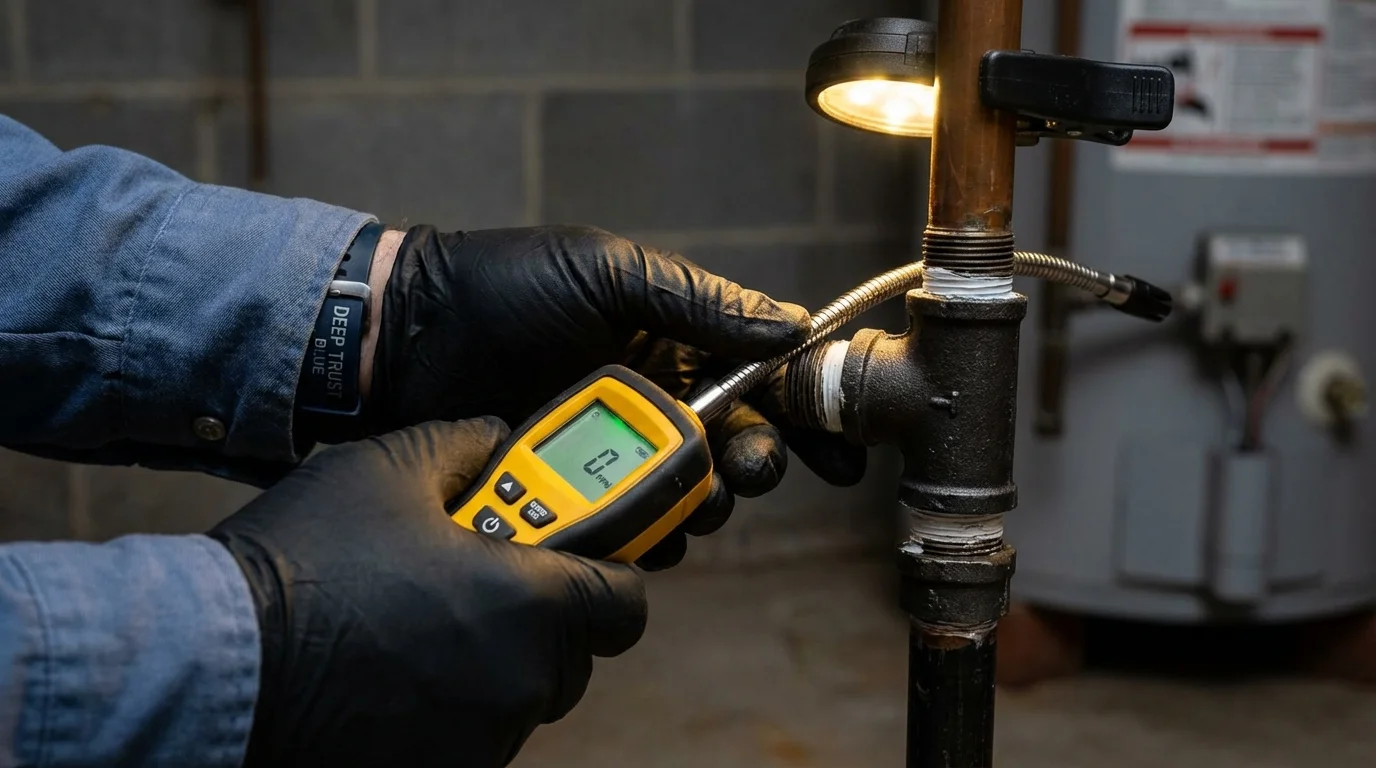 Gas leak detection with electronic sniffer by Johns Plumbing LLC in Jonesville