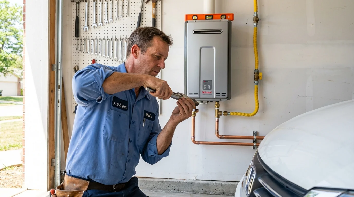 Tankless water heater installation by a Johns Plumbing LLC plumber in Jonesville